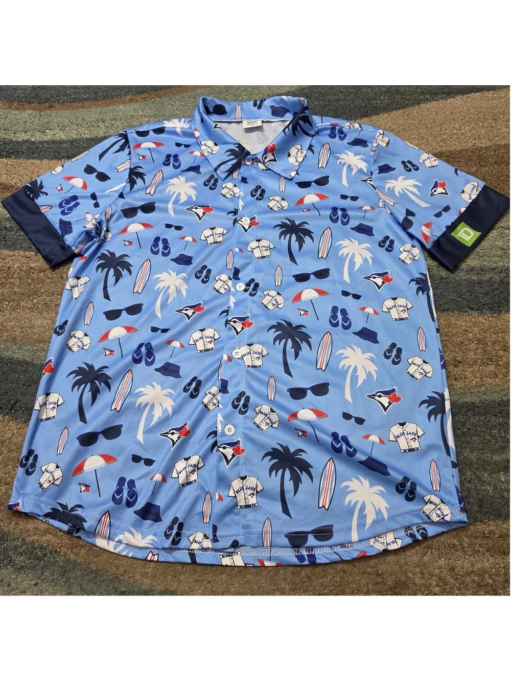 MLB Toronto Blue Jays Hawaiian Beach Themed Button Up Shirt Adult XL
